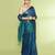 Women`s blue green zari cotton tissue sequin saree