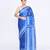 Women`s blue zari cotton tissue jamdani saree