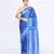Women`s blue zari cotton tissue jamdani saree