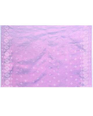 Women`s purple zari cotton tissue jamdani saree 5