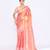 Women`s deep peach zari cotton tissue jamdani saree