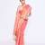 Women`s deep peach zari cotton tissue jamdani saree