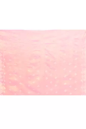 Women`s deep peach zari cotton tissue jamdani saree