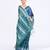 Women`s blue green zari cotton tissue jamdani saree