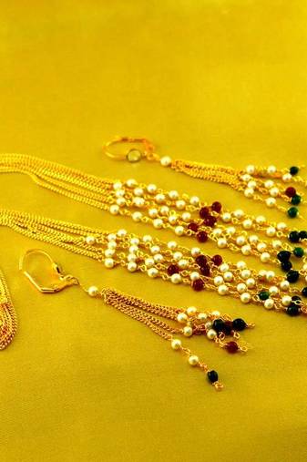 Micro Platted Moti Meenakari Polki Necklace With Earing