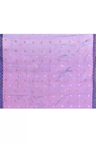 Women`s pink blue zari cotton tissue jamdani saree