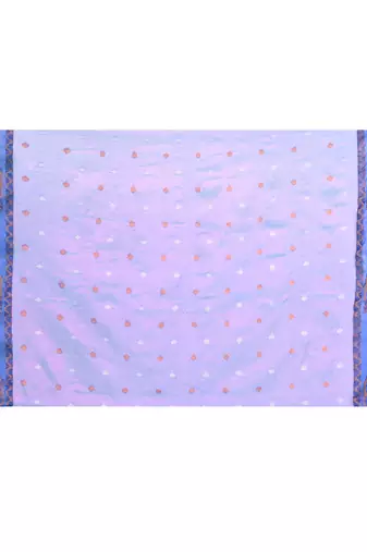 Women`s pink blue zari cotton tissue jamdani saree