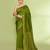 Women's apple green embellished sequinned cotton saree