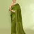 Women's apple green embellished sequinned cotton saree