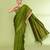 Women's apple green embellished sequinned cotton saree