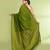 Women's apple green embellished sequinned cotton saree