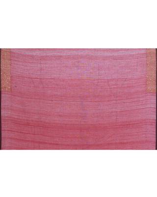 Women's maroon embellished sequinned cotton saree 5