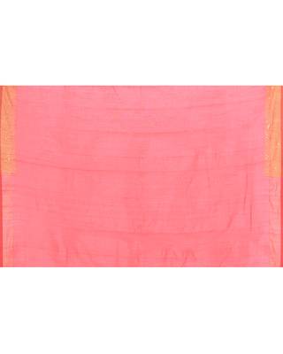 Women's tomato red embellished sequinned cotton saree 5