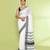Women's white embellished cotton saree