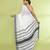 Women's white embellished cotton saree