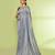Women's silver grey embellished sequinned cotton saree