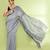 Women's silver grey embellished sequinned cotton saree