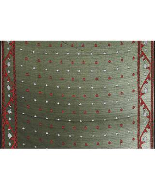 Women's black embellished jamdani cotton saree 5