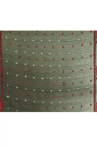 Women's black embellished jamdani cotton saree