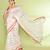 Women's white embellished checked cotton saree