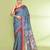 women's blue grey embellished matka silk blend jamdani saree