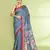 women's blue grey embellished matka silk blend jamdani saree