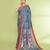 women's blue grey embellished matka silk blend jamdani saree