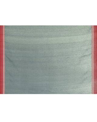 women's blue grey embellished matka silk blend jamdani saree 5