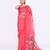 women's pink embellished silk blend jamdani saree
