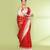women's red embellished matka silk blend jamdani saree