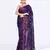 Women's blue embellished cotton blend jamdani saree