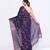 Women's blue embellished cotton blend jamdani saree