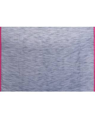 Women's navy blue embellished cotton blend jamdani saree 5