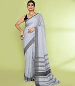Women's pearl embellished cotton saree