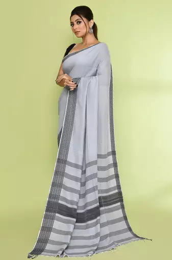 Women's pearl embellished cotton saree
