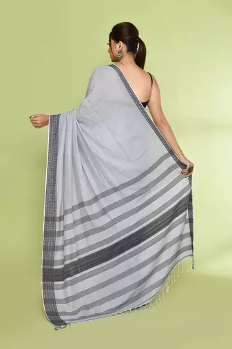 Women's pearl embellished cotton saree