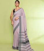 Women's alabaster embellished sequinned cotton saree