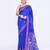 women's royel blue embellished matka silk blend jamdani saree