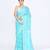 Women's aqua embellished cotton blend jamdani saree