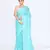 Women's aqua embellished cotton blend jamdani saree