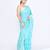 Women's aqua embellished cotton blend jamdani saree