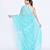 Women's aqua embellished cotton blend jamdani saree