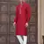 Red colour pure cotton with embroidery and pintex work kurta pajama mens wear