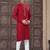 Red colour pure cotton with embroidery and pintex work kurta pajama mens wear