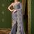 grey satin georgette silk blend saree with tussar silk blend blouse 