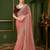 peach tissue georgette silk blend saree with velvet silk blend blouse 