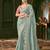 sky blue pure viscose georgette saree with tussar silk blend blouse 