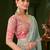 sky blue pure viscose georgette saree with tussar silk blend blouse 