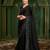 jet black satin georgette saree with satin work blouse 
