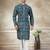 Teal colour cotton with embroidery work kurta pajama menswear collection